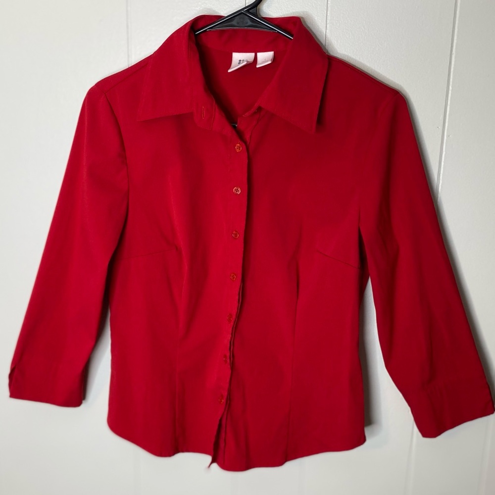 Red Dress Shirt 3/4 sleeve